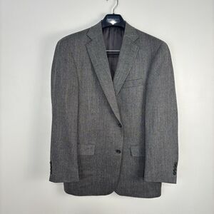 Hart Schaffner Marx Blazer 41R Gray Birdseye Wool 2 Button Jacket Made in USA